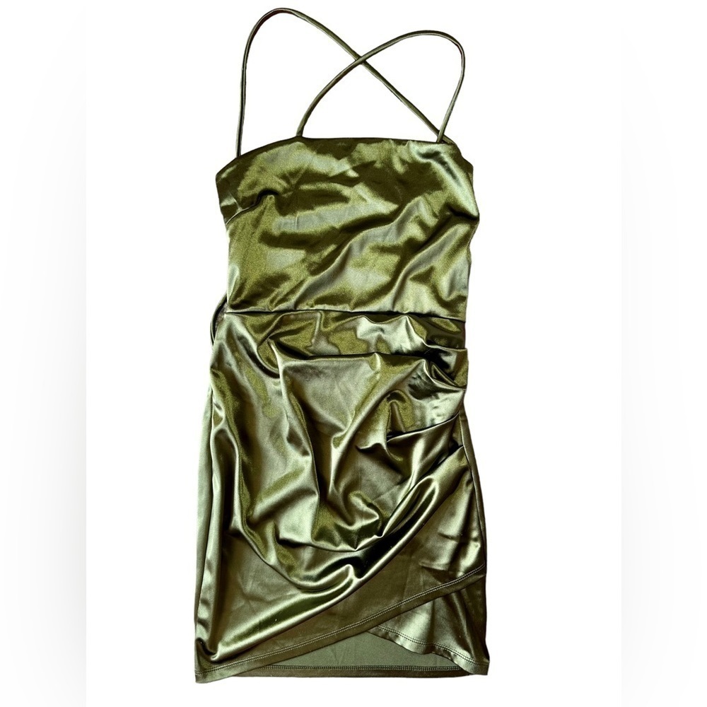 Forever 21 Olive Satin Bodycon Dress Size Small​​​​​​​​​​